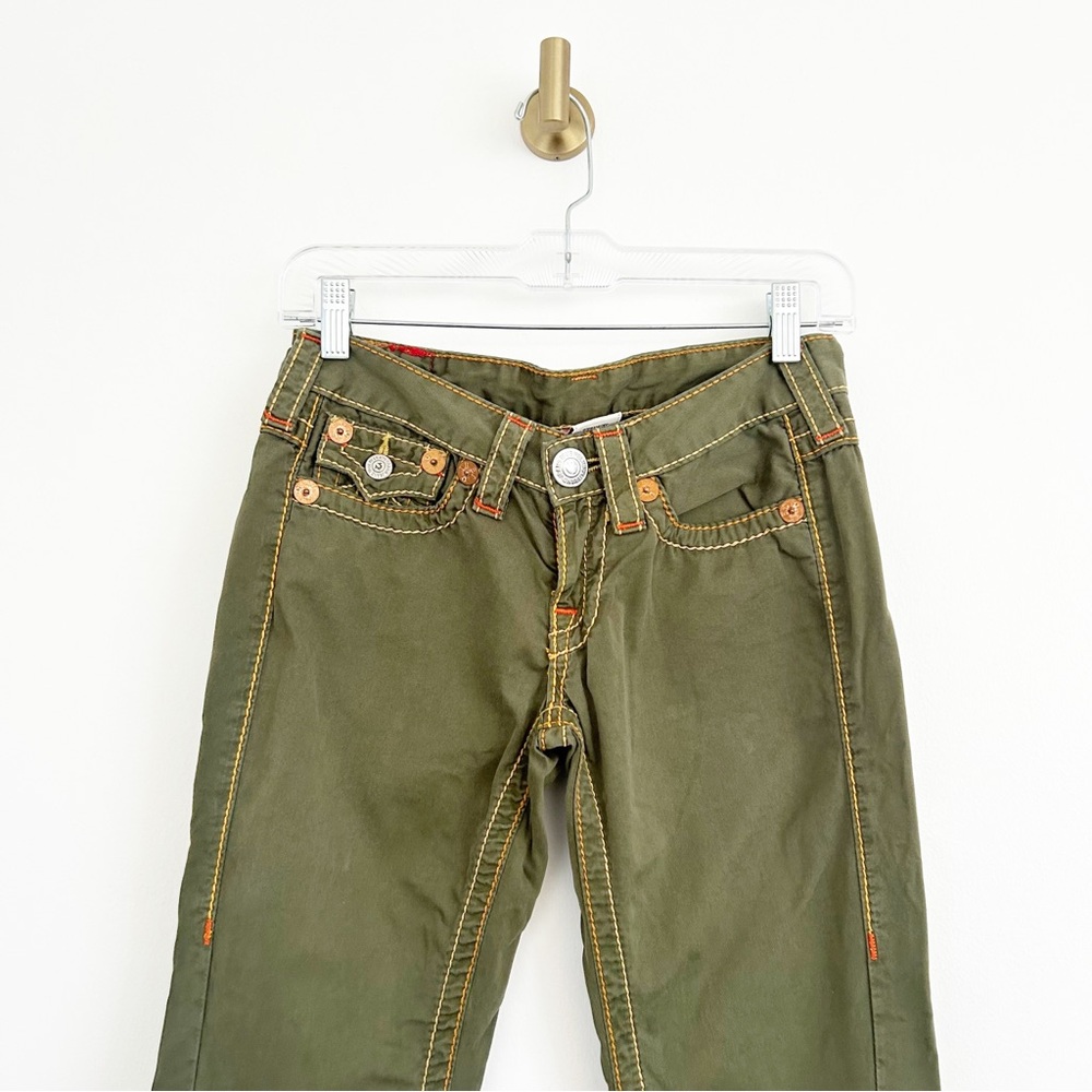 Vintage Y2K True Religion Green Low Rise Bootcut Cotton Pants Size 26 - Picture 3 of 10